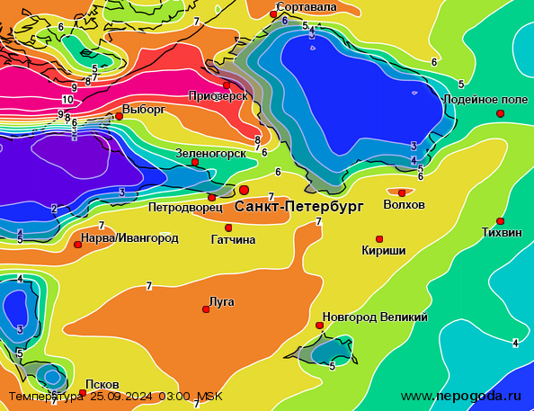 Карта погоды ленинградской области